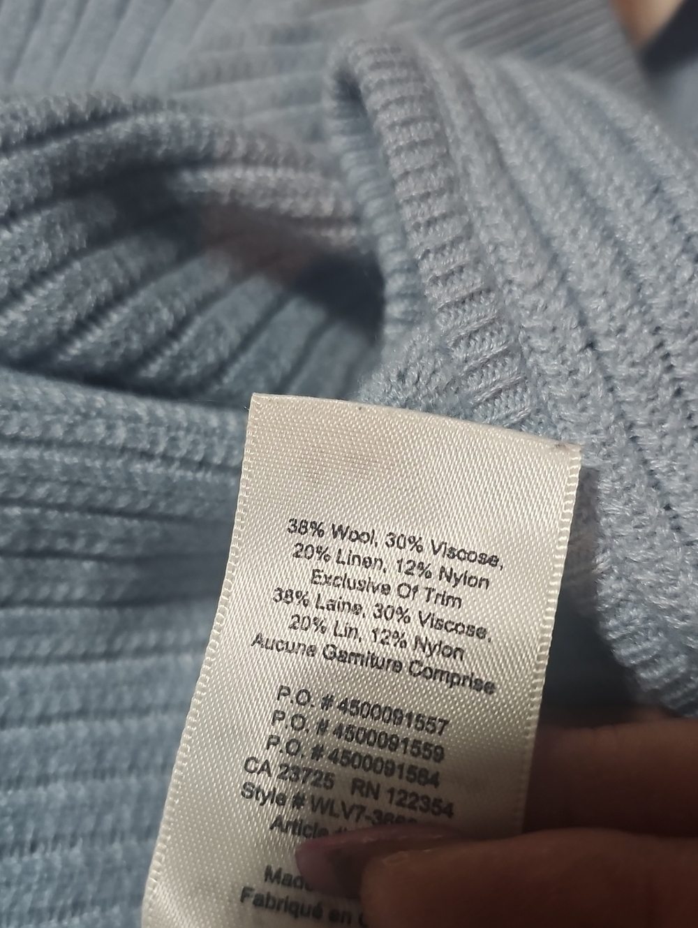 Aritzia Wilfred Free Lola Sweater Blue Merino Wool Cropped Sm P2p17.5 L15 - Picture 7 of 8